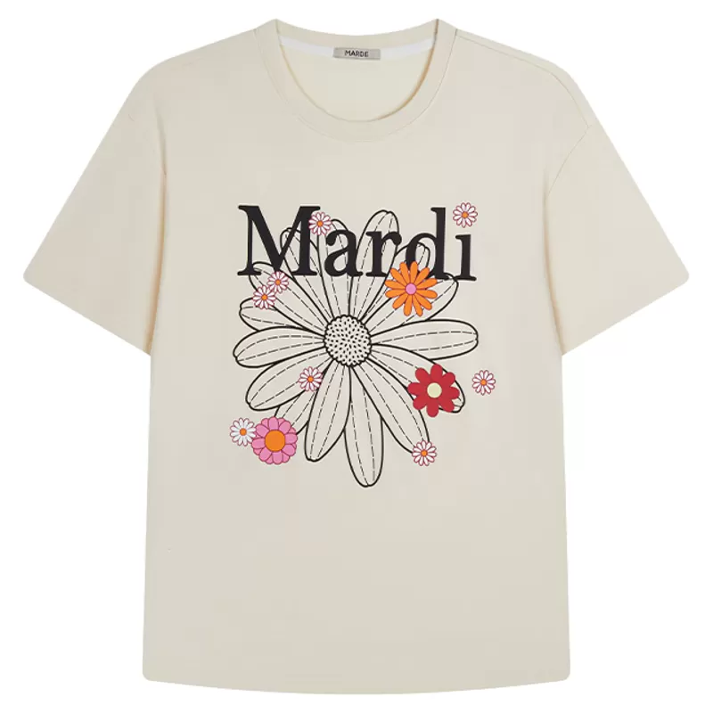 MARDI026夏季新款官方正品小雏菊多花字母短袖T恤宽松休闲上衣女 