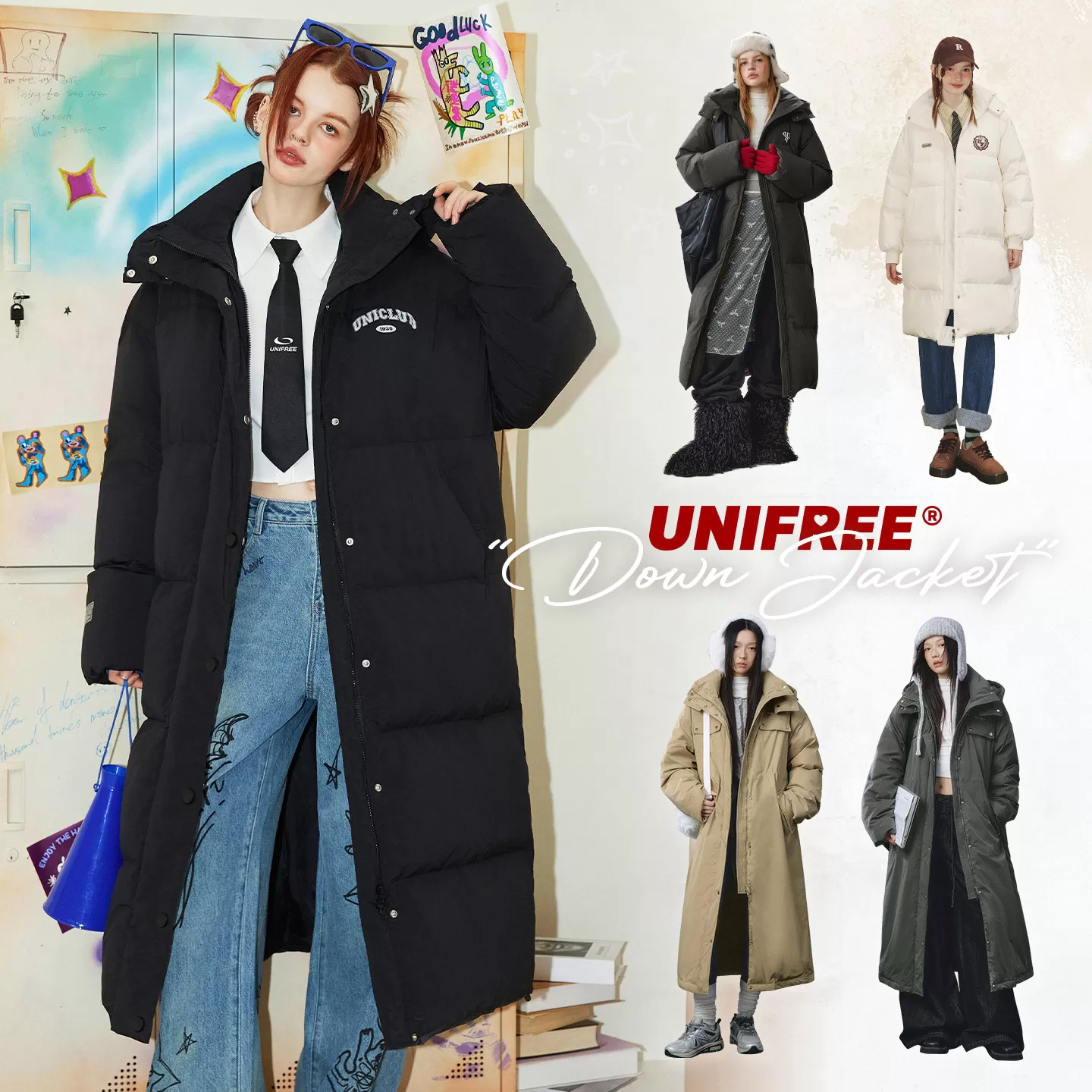 【羽绒服集合】UNIFREE清仓特卖福利捡漏款多款中长款羽绒服外套 