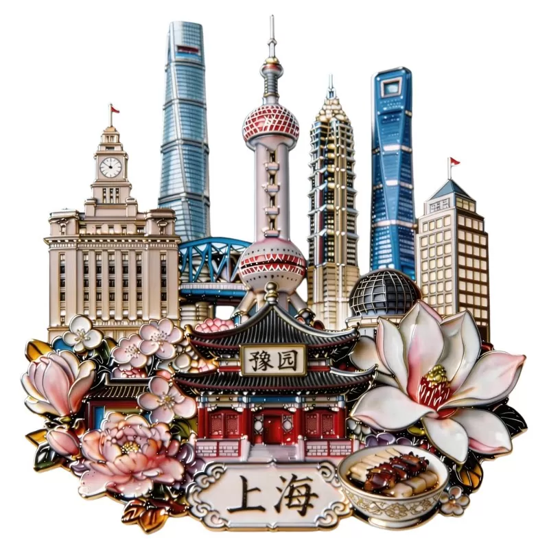 中国上海地标建筑金属冰箱贴磁贴东方明珠装饰贴旅游旅游纪念礼品