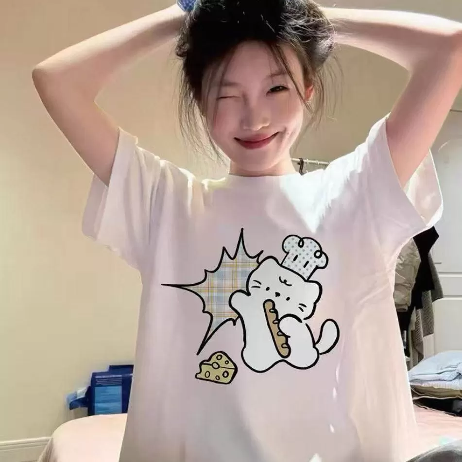 2026爆款美式高街风印花短袖T恤男女宽松重磅纯棉潮牌情侣款上衣