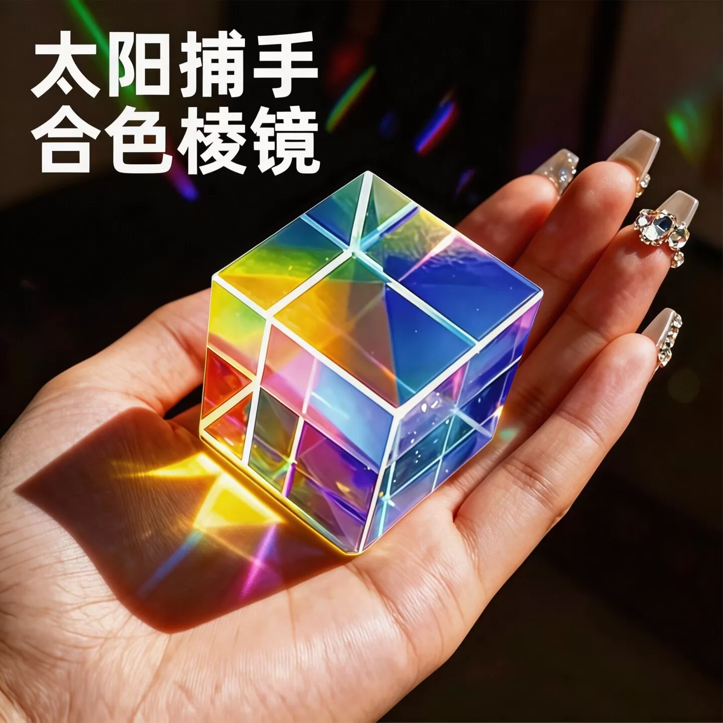 太阳捕手光之立方桌面摆件反射光线三棱镜魔法捕手创意生日礼物