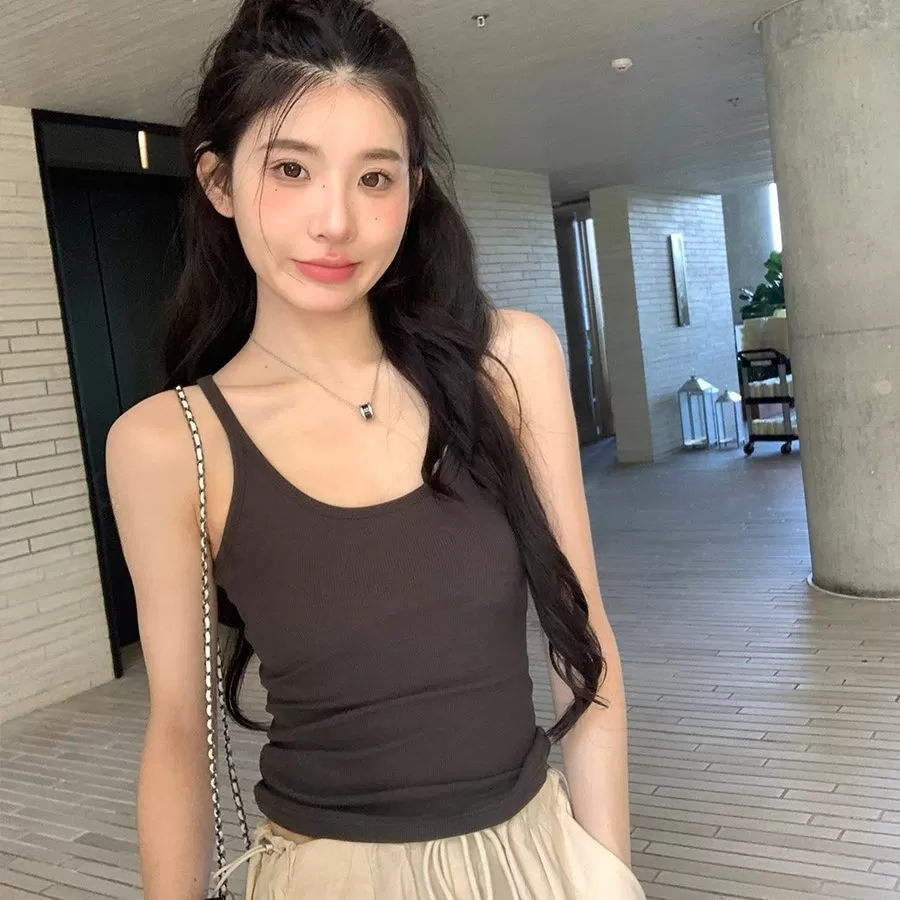 alex stevens美式吊带背心女外穿带胸垫修身显瘦挂脖上衣春夏内搭