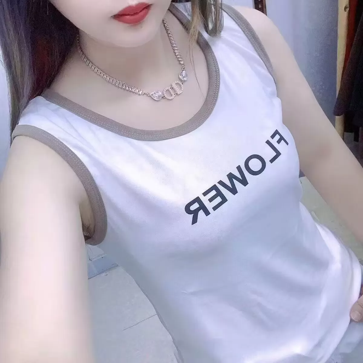 夏季新款修身印花背心女士薄款圆领无袖外穿打底衫女士背心外穿 
