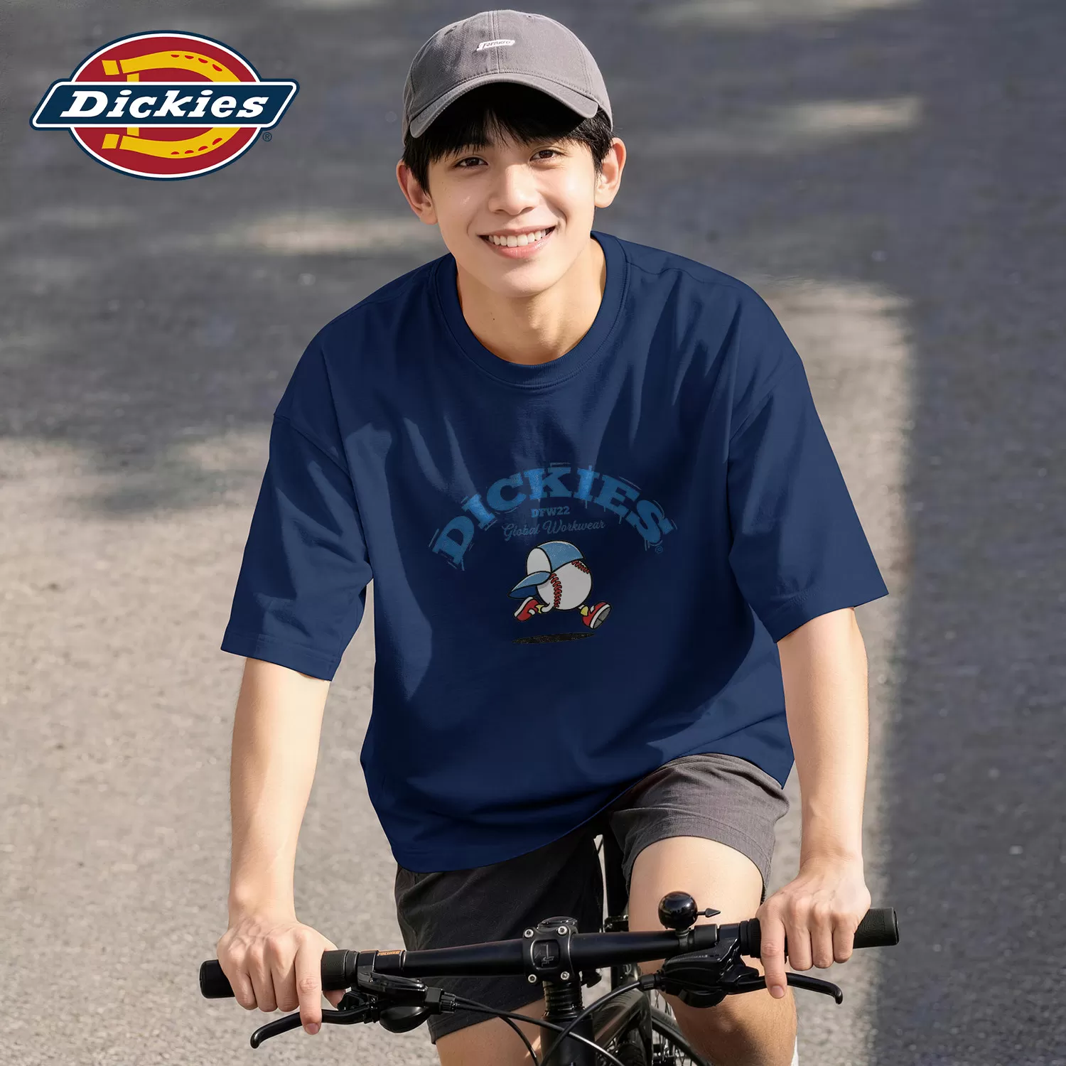 Dickies藏青色纯棉短袖T恤2026夏季新款男生痞帅透气大码百搭男装 
