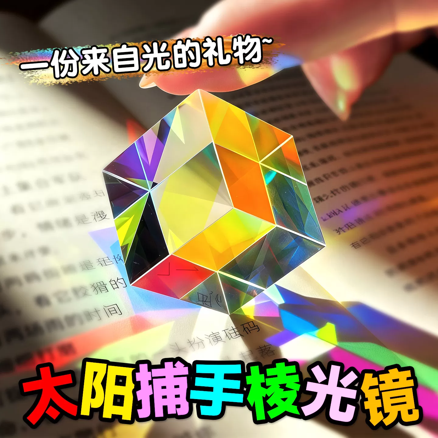 合色棱镜太阳捕手光之立方体棱光镜玻璃摆件阳光捕手解压创意礼物