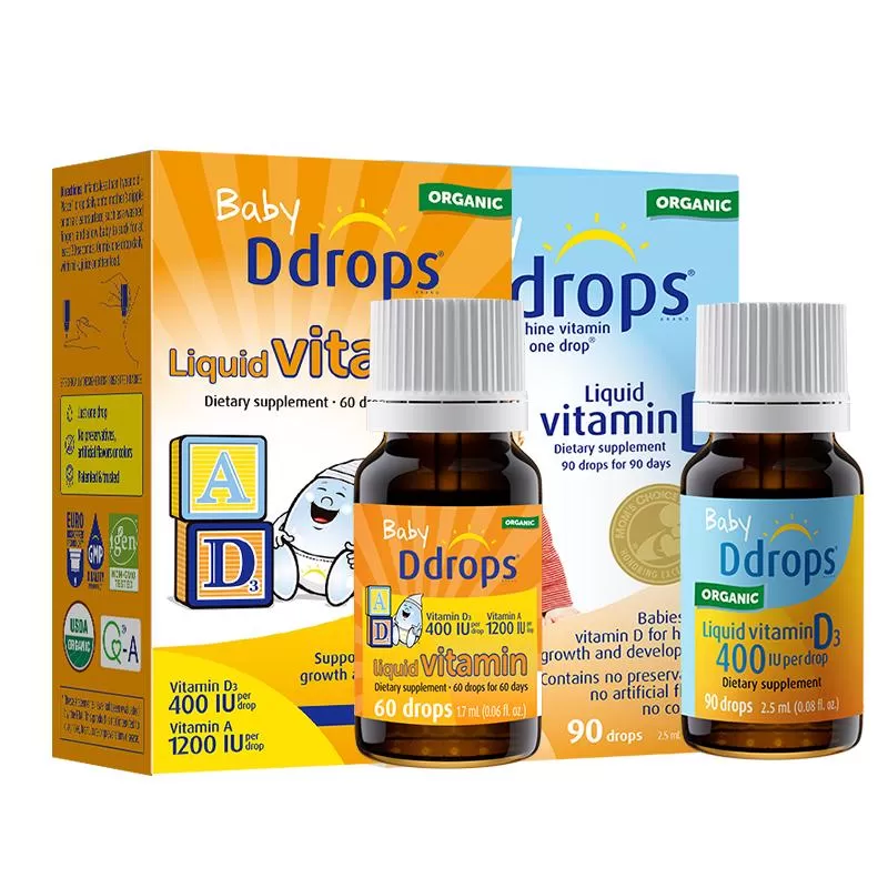 【自营】Ddrops滴卓思婴幼儿维生素D3滴剂+VAD滴剂新生儿促钙吸收 