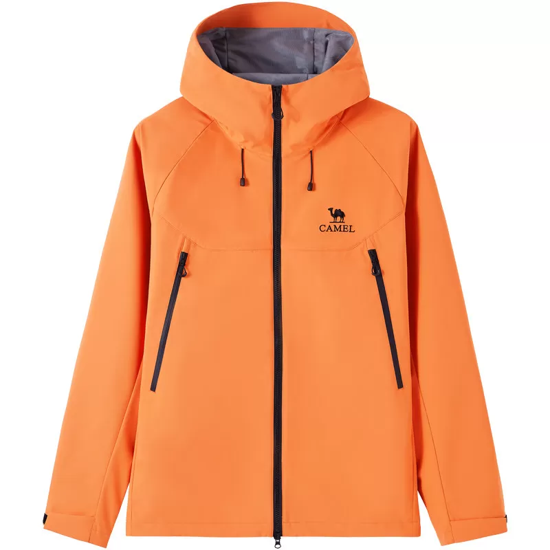 骆驼山海夹克2.0春秋款外套男橙色三防登山服2026新品连帽茄克 