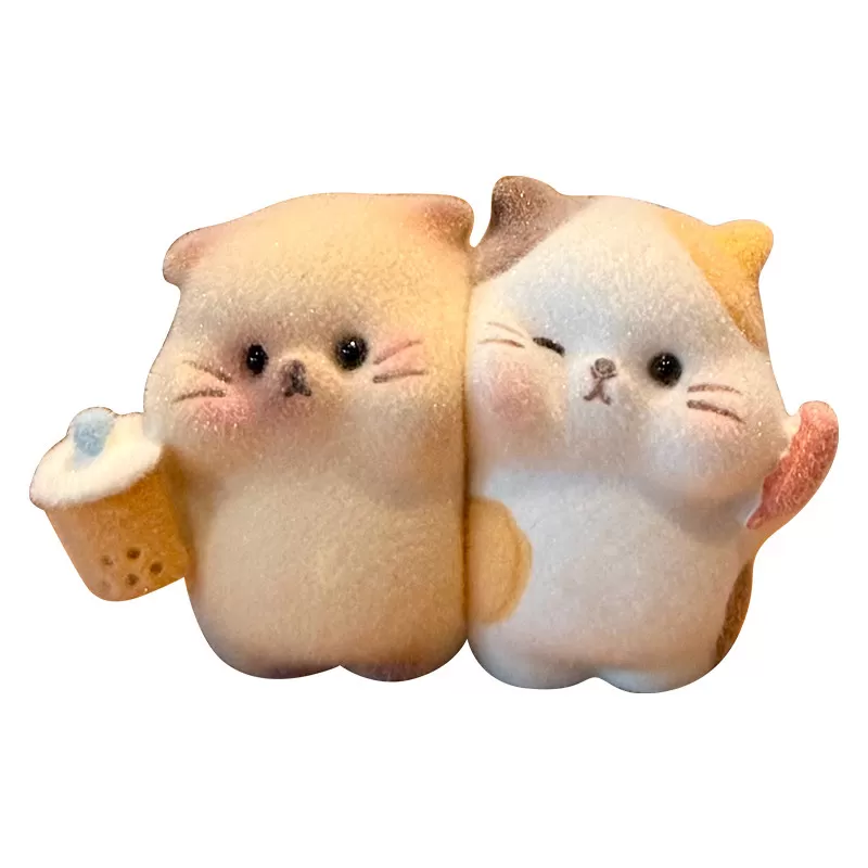 可爱猫猫盲盒植绒桌面装饰情绪稳定器工位治愈系摆件生日礼物女生
