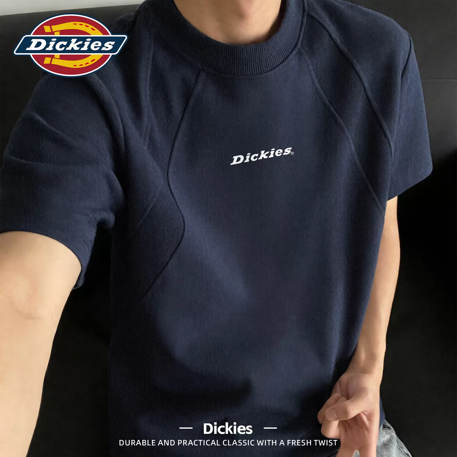 Dickies藏青色美式插肩短袖T恤男款2026新款夏季宽松大码百搭半袖 