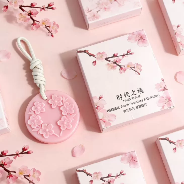 春日桃花香薰蜡片持久留香衣柜除味香片家用卫生间车载香氛小挂件