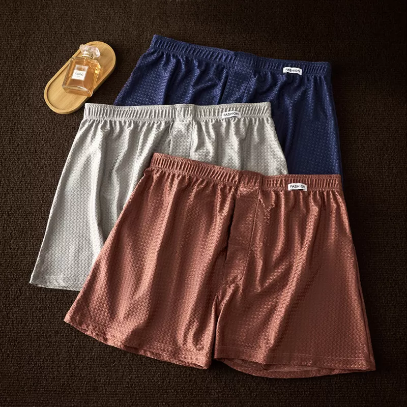 男士冰丝内裤阿罗裤宽松休闲短裤四角裤凉感平角裤居家裤夏季透气 