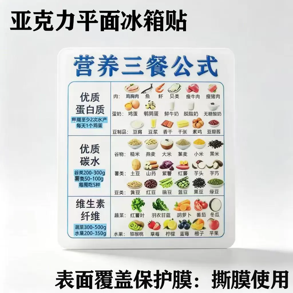 【营养三餐】亚克力磁吸冰箱贴健康营养均衡饮食创意家用厨房YK