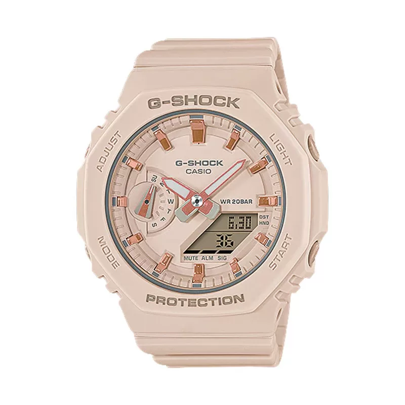 卡西欧手表女男gshock中性农家橡树防水樱花粉学生电子GMA-S2100