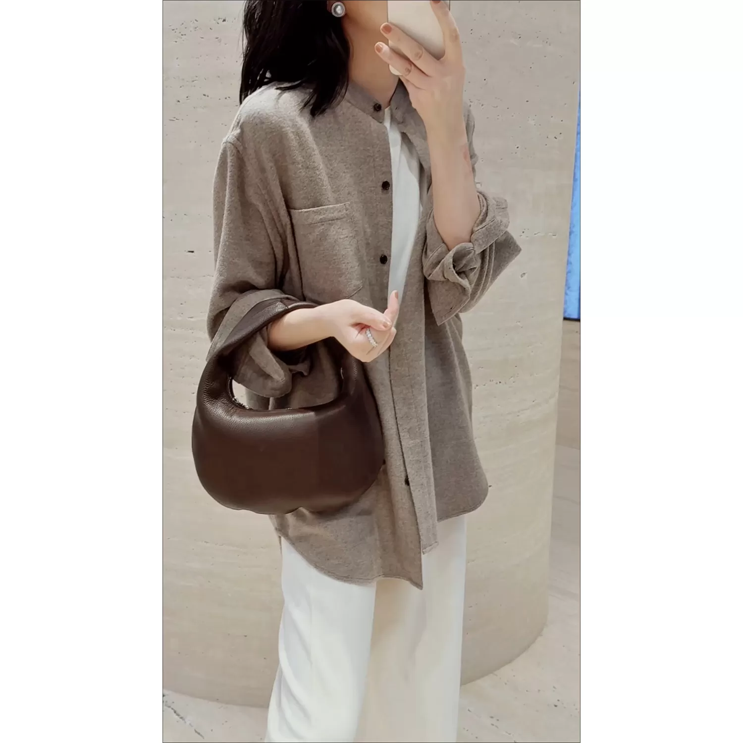 戎美 极简老钱【山羊绒/真丝/细腻绒感/Melange花混】小立领/外套