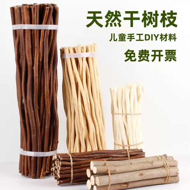 木棍树枝树干装饰DIY手工摆件细小幼儿园自然环创材料天然原木条