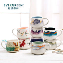 爱屋格林北欧式创意咖啡杯家用陶瓷情侣杯多款