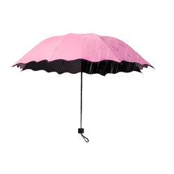 泰蜜熊 遇水开花黑胶太阳伞 粉红色