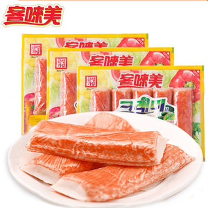 韩国原装进口 客唻美 0脂肪低卡路里 即食手撕仿蟹肉棒 90g*3袋