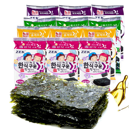 韩国进口食品zek海苔x12包宝宝拌饭儿童紫菜包饭寿司海苔即食零食