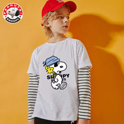 白菜价：Snoopy 史努比 儿童纯棉长袖T恤假两件套   