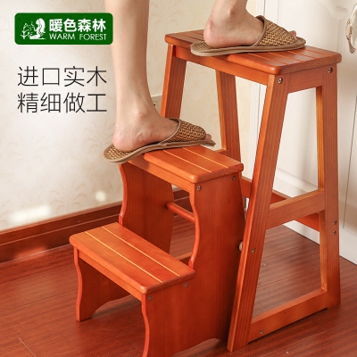 实木梯凳多功能家用梯子室内加厚折叠两用三步小台阶楼梯椅登高凳