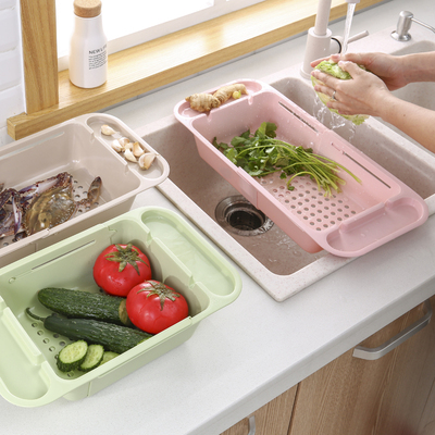 创意可伸缩水槽沥水架家用塑料洗菜篮子厨房放碗筷收纳架沥水篮