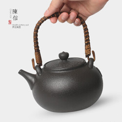 手工黑陶茶壶陶瓷耐热煮茶器烧水壶 家用大号陶壶 1601容量1.2L