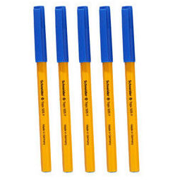 施耐德（Schneider）圆珠笔德国进口子弹头原子笔 经典黄杆0.5mm505F蓝色5支装 *8件  