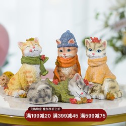 仿真猫咪橘猫摆件创意工艺品小猫桌面家居饰品树脂治愈系日式宫廷