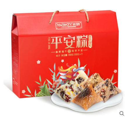 Maky/米旗粽子五谷甜粽700g端午节礼盒蜜枣豆沙多口味粽子礼盒