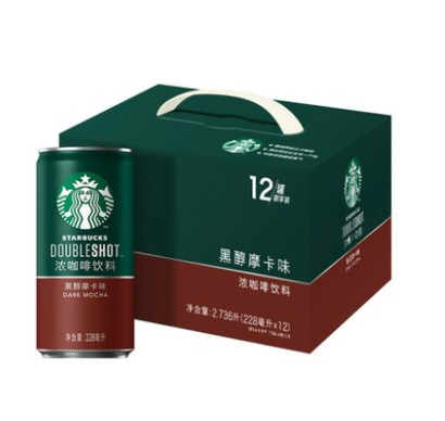 Starbucks/星巴克星倍醇小绿罐228ml*12罐黑醇摩卡浓咖啡礼盒包邮
