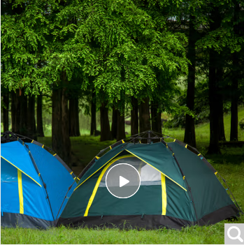 狼行者3-4人户外全自动帐篷 户外防水野营帐篷休闲帐篷 墨绿色
