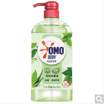 奥妙（OMO）高效去油洗洁精1.1千克 果蔬餐具净 去农残去油型 茶树芦荟1.1kg