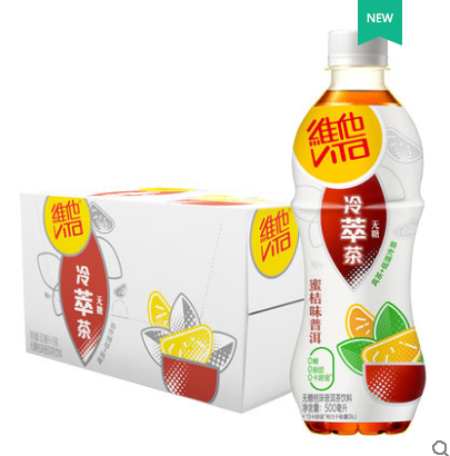 维他冷萃真茶味无糖0脂0卡蜜桔味普洱茶500ml*15瓶茶饮料家庭囤货