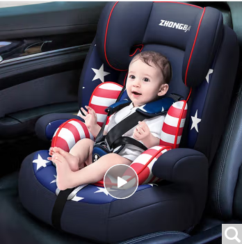 众霸（ZHONGBA）汽车儿童安全座椅isofix硬接口 适合约9个月-12岁(9-36kg)宝宝 星星蓝
