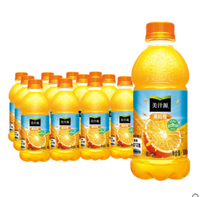 可口可乐美汁源果味饮料果粒橙橙汁300mlx12瓶果汁饮品整箱装