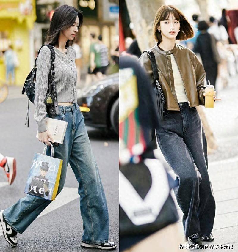 上海街拍：潮流阔腿裤和平底鞋的时尚搭配