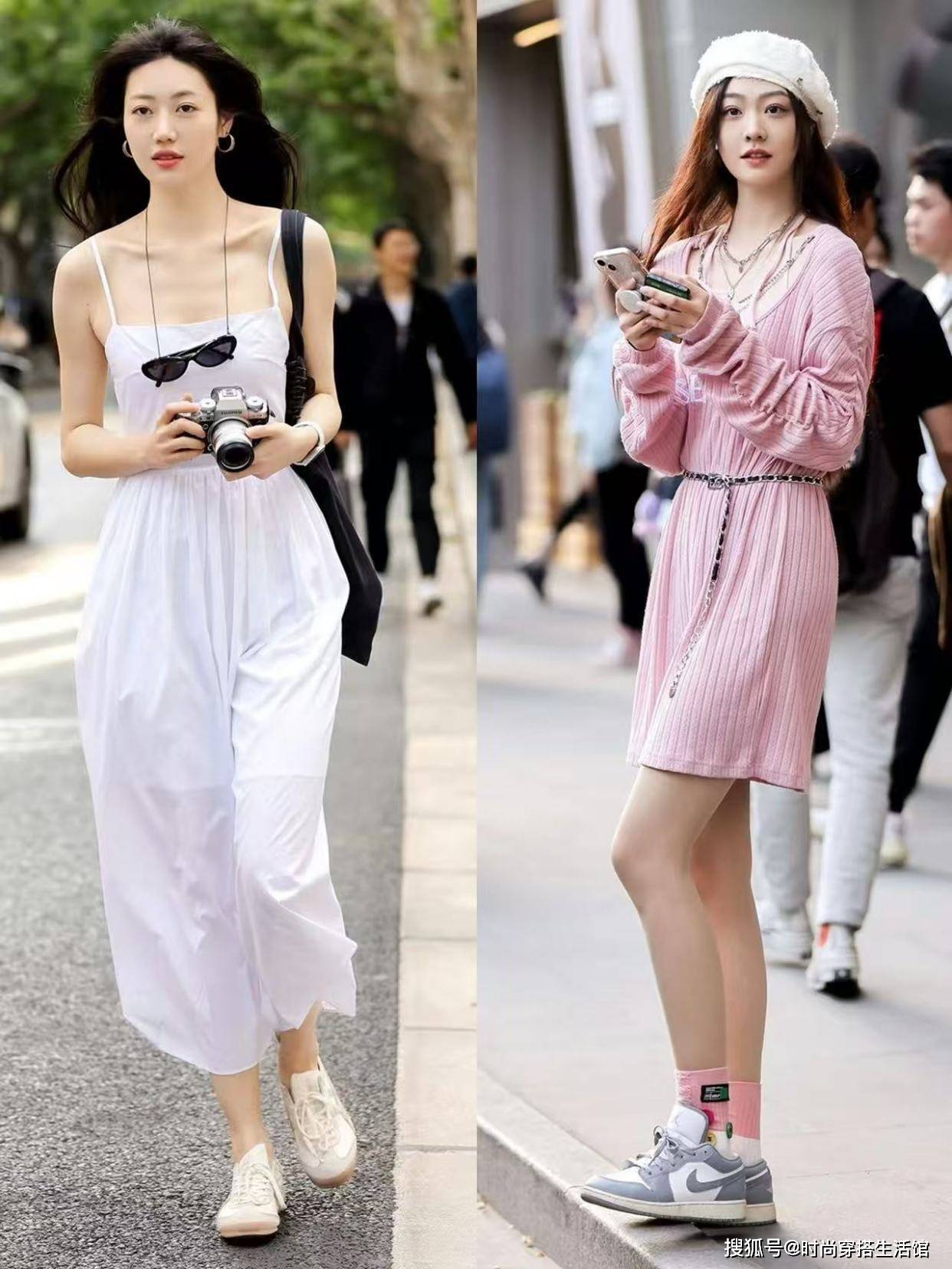 上海女生是真会穿！满大街都是“长裙+运动鞋”，个个时髦又洋气