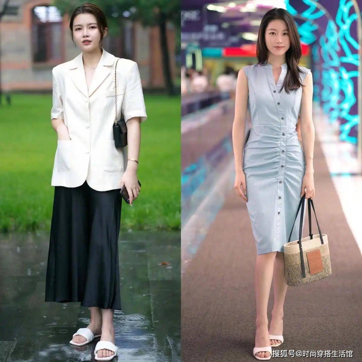今年火了一种穿法叫“上半身裙子，下半身低跟鞋”，美得优雅得体