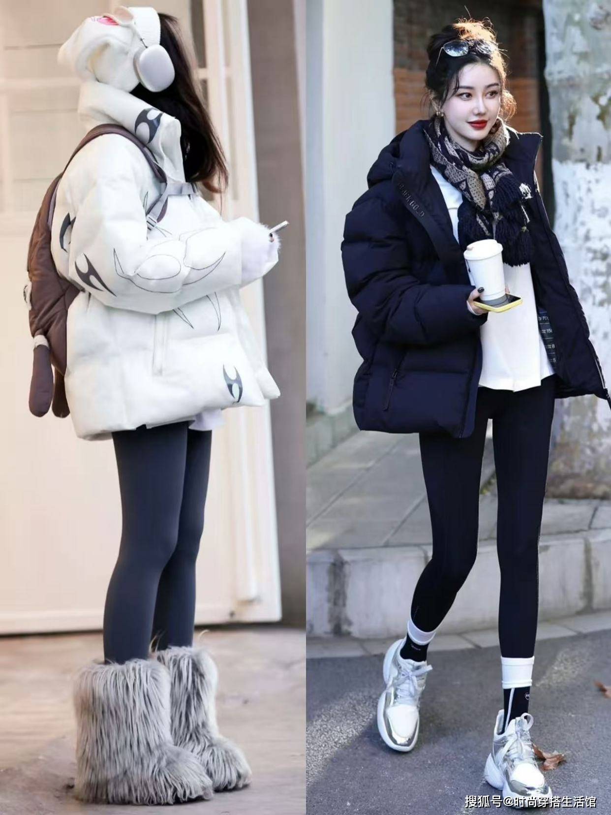 今年不流行大衣了，“羽绒服+无痕裤”才是冬天正确打开方式，美