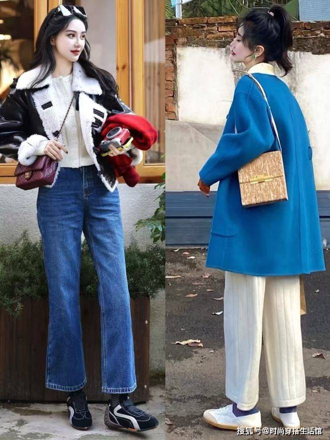 别再露脚踝了，“宽腿裤+德训鞋”才是冬天最正确的打开方式，美