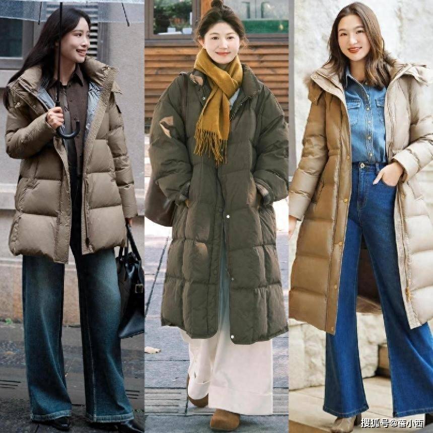 今年冬天突然流行羽绒服+阔腿裤，大衣+卫衣，40+女生穿搭太时髦