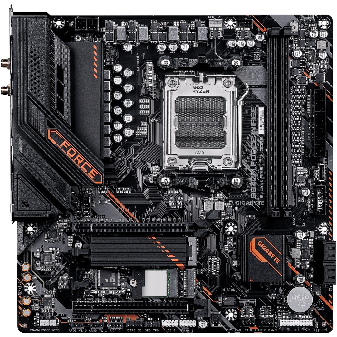 技嘉推出 B840M FORCE WIFI6E 主板：橙色点缀，双 PCIe 双 M.2